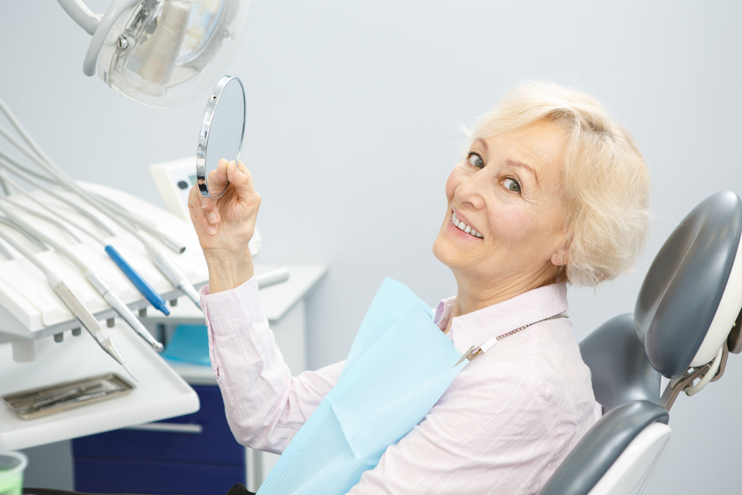 woman sitting in a dentist chair